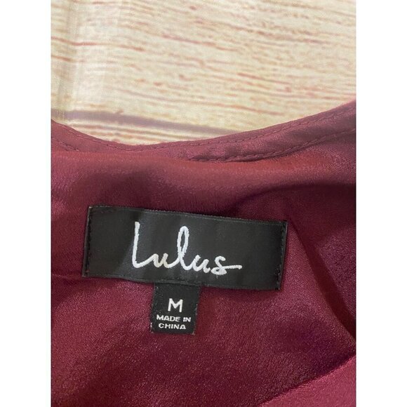 Lulu's Women's Burgandy Lace Bell Sleeve Long Sleeve Dress - Medium - Picture 10 of 16